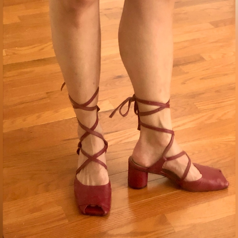 Reike Nen burgundy lace up heels